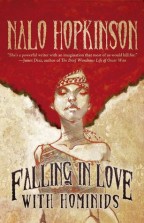 Cover for Falling in Love with Hominids by Nalo Hopkinson. A sketch of a black woman with an afro.